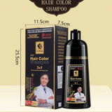 3 in 1 Black Hair Dye Shampoo for Gray Hair Home Herbal Hair Coloring Cream for Men Women Cover White Nourishing Formula 500ml