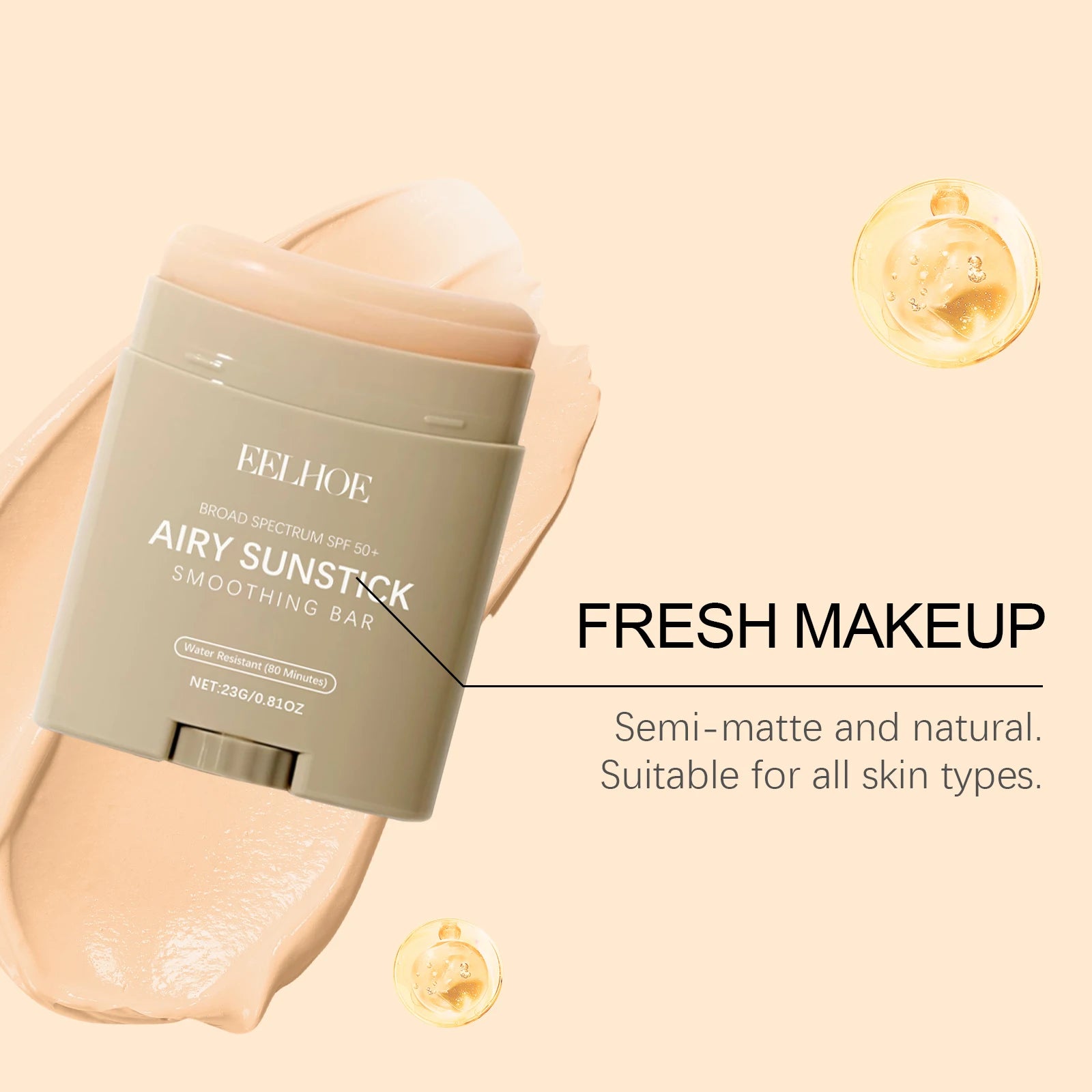 EELHOE 23g Moisturize Airy Sunstick SPF50+ Anti-UV Long-lasting Protector High Coverage Matte Natural Sunscreen Cream Skin Care