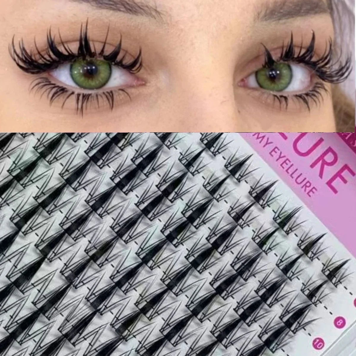 WINKLURE Manga Lash Clusters Kit Cat Lashes with Lash Bond & Seal Cluster Eyelash Extensions Mixed Tray Eyelash Clusters Kit