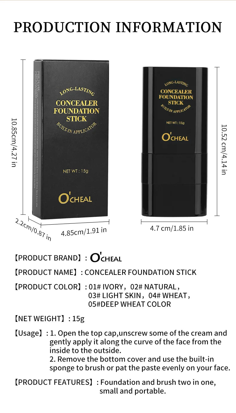 Eraser Foundation Stick Water Moist Light Concealer Foundation Covering Acne Scarring Dark Under-eye Circles Face Beauty Makeup