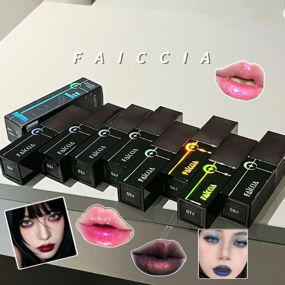 Pearlescent Polarized Green Lip Mud Gloss Fine Shimmer Lip Glaze Plumping Gothic Black Moisturizing Shiny Halloween Lips Makeup