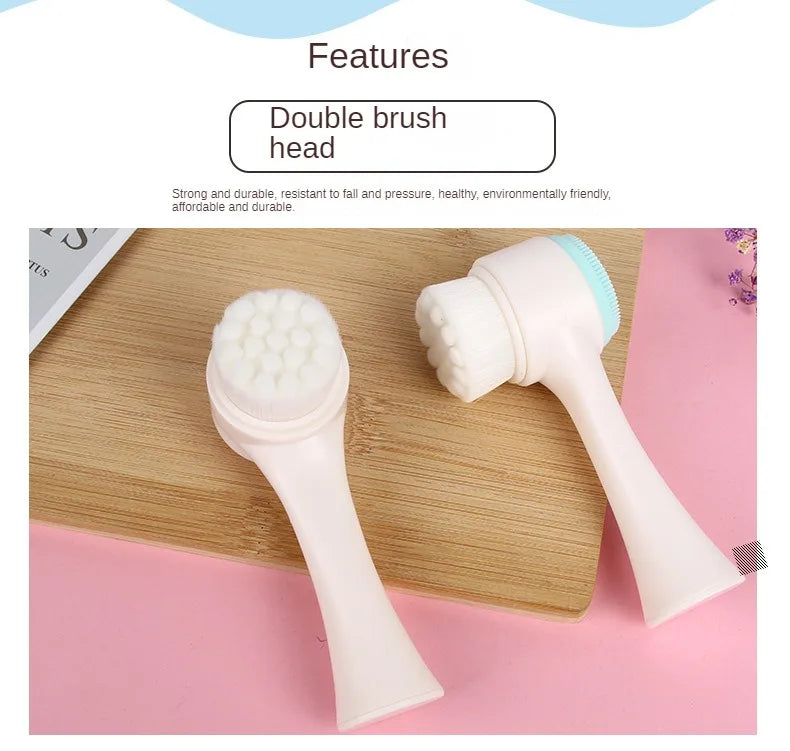 Silica Gel Facial Brush Double Sided Facial Cleanser Blackhead Removing Product Pore Cleaner Exfoliating Facial Brush Face Brush