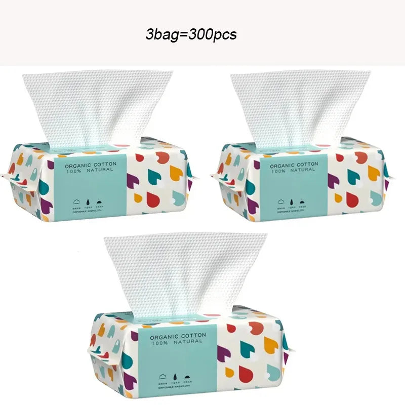 100/300PCS Disposable Thick 100% Cotton Face Towel Make Up Soft Removing Wipes Dry Cleanser Towelettes For Skin Care