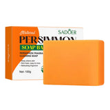 1/2PCS Persimmon Cleansing Soap Bar With Foaming Net Body Care Face Wash Exfoliating Whitening Soap Fruit Handmade Shower Soap