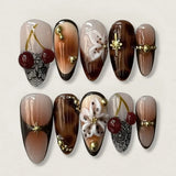 24 false nail pieces shipped randomly, Instagram-style false nails, wearable full-coverage almond-shaped press-on nails.