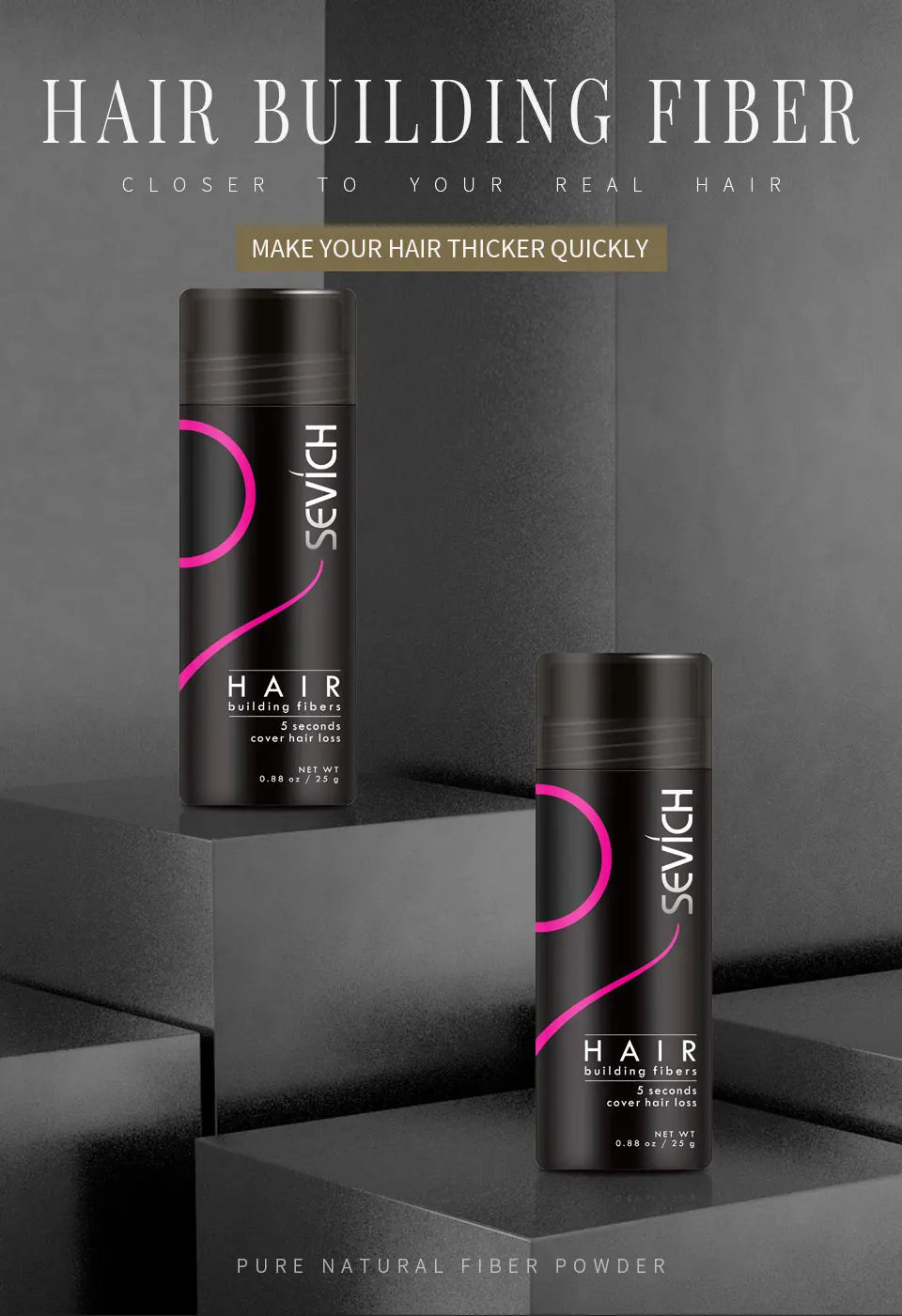 SEVICH Hair Building Fiber Set Cover Sparse Hair Or Bald Spots Hair Loss Regrowth Treatment Keratin Hair Fiber Powder Applicator