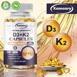 Natural Vitamin D3 K2 Softgels for Heart, Joint and Bone Health, D3 K2 Multivitamin Supplement