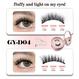 2 Pairs Magnetic Eyelash Natural Look Fluffy False Eyelashes Reusable Magnetic Eyelash Set with Applicator No Glue Need Makeup