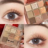 DIKALU Spring And Summer New Eyeshadow Palette Oh Rosy Nine Palace Grid Auto Focus Low Saturation Smoke Powder Rose Plate
