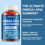 Omega 3 6 9 + DHA Gummies - Brain Health, Enhances Concentration, Memory, Improves Blood Circulation, Eye Support