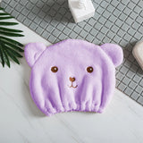 Super Absorbent Hair Drying Bath Towel Cap Cute Cartoon Bear Microfibre Soft Dry Hair Wrap Bathroom Accessories Bonnets