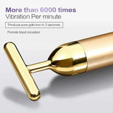 24k Gold Face Lift Roller Vibration Slimming Massager Facial Stick Facial Beauty Skin Care T Shaped Vibrating Massager