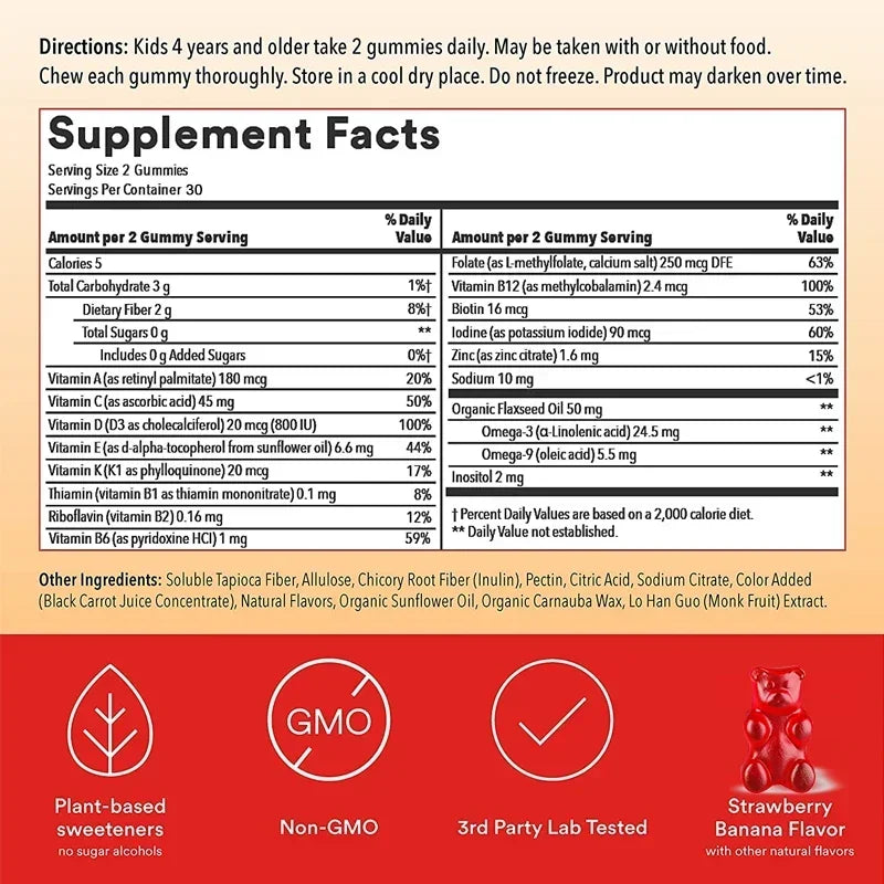 Kids Multivitamins Gummies - Promote Brain Development, Enhance Immunity, Increase Energy, Maintain Vitality and Health