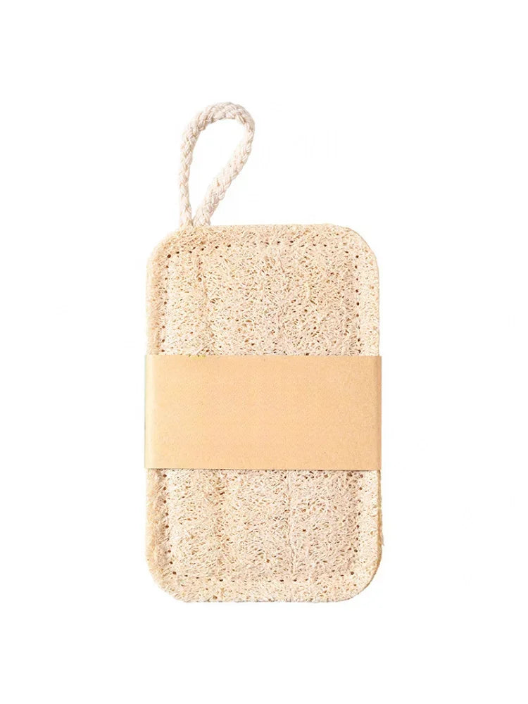 6pcs Natural Loofah Exfoliating Sponges - Gentle Body Scrubber for Shower & Bath, Bamboo Fiber Cleaning Pads 2042