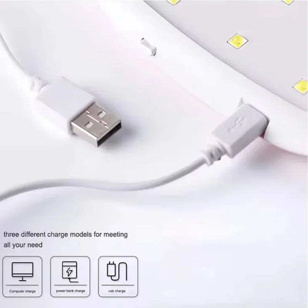 6W Foldable UV LED Nail Lamp Portable Manicure Dryer Machine Quick Drying Gel Polish Tool for Home Professional Use with USB