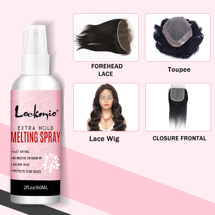 LOCKMIO 60ml Melting Spray Long Lasting Fast Drying Secure Hold Invisible Safety Ingredients Protect Scalp Skin Wig  Lace Front
