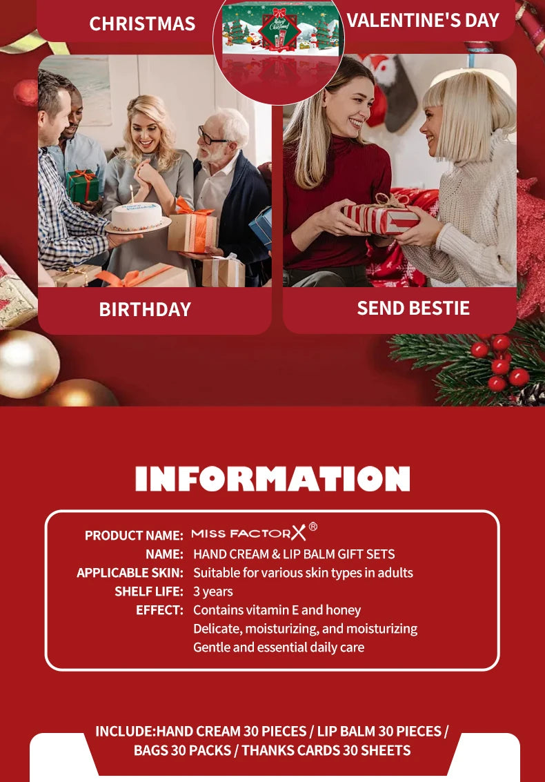 Christmas Gift Set Distribution 120PCS/Box in Bulk, Lip Balm in Bulk, Hand Cream in Bulk, Christmas Cards, Gift Gauze Bags