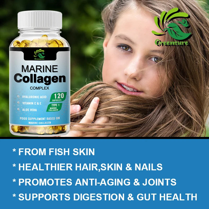 Greensure Marine Collagen - With Hyaluronic Acid, Biotin & Blueberry Support Joint, Hair, Skin, Nail, Cartilage & Overall Health
