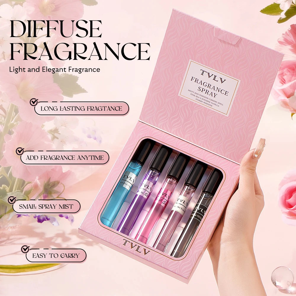 Alcohol-Free Women's Fragrance Gift Set 5Pcs Long-Lasting Fresh Scent Body Spray