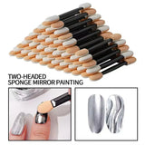 100PCS Disposable Double-Headed Eye Shadow Sponge Applicators 6.5cm with Container for Eyeshadow Stick