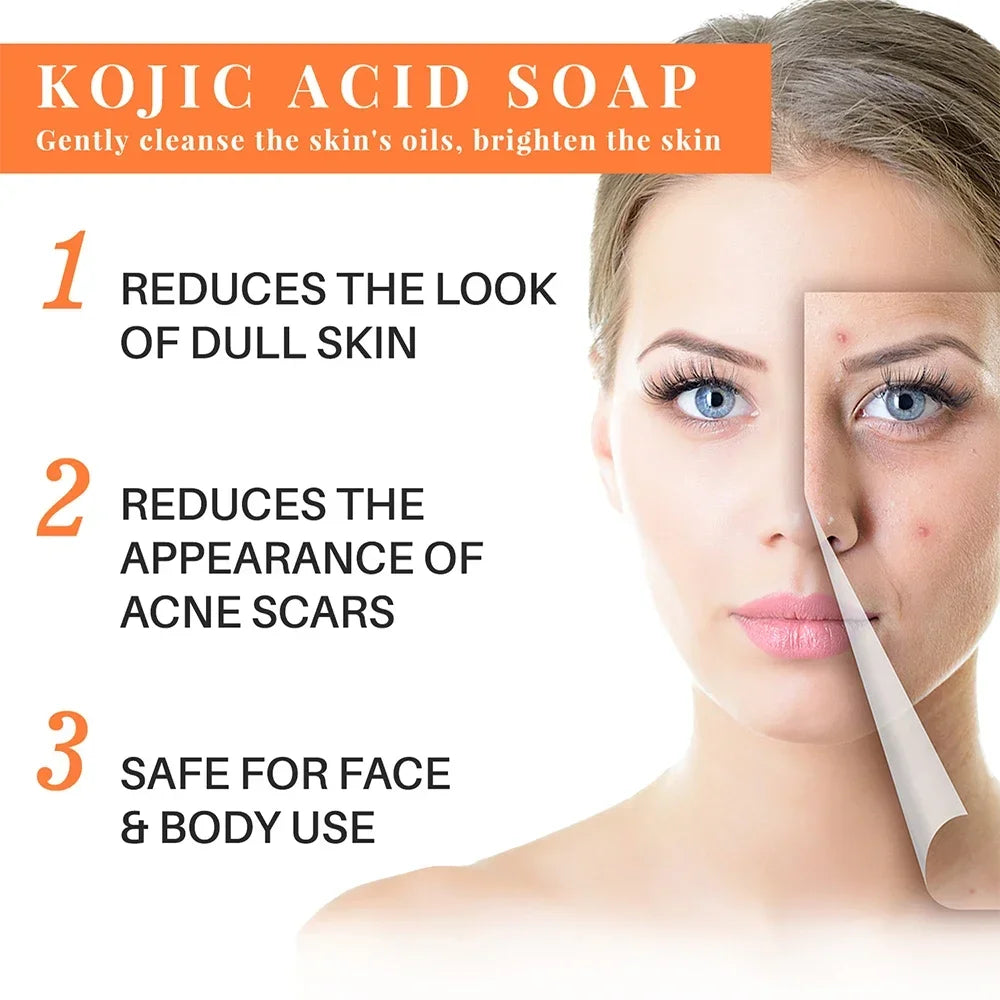Handmade Kojic Acid Soap Natural Mild Non-irritating Brightening Skin Exfoliator Body Face Cleansing Whitening Soap