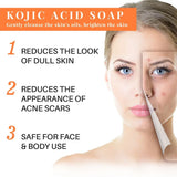 Handmade Kojic Acid Soap Natural Mild Non-irritating Brightening Skin Exfoliator Body Face Cleansing Whitening Soap