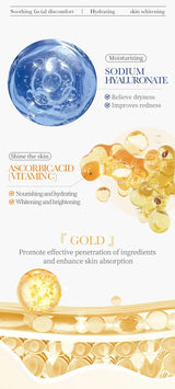 15pcs SADOER 24K Gold Vitamin C Hyaluronic Acid Facial Masks for Face Moisturizing Firming Hydrating Face Mask Facial Skin Care