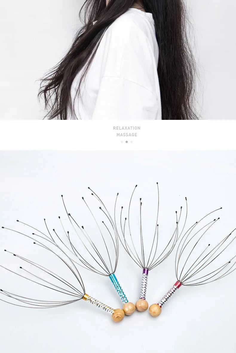 Octopus Head Massager Scalp Massager Relaxation Relief Body Massager Remove Muscle Tension Tiredness Metal Head Relax Massager