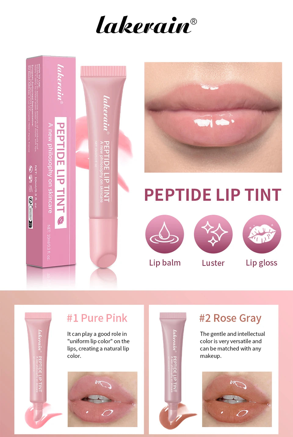 10ml Mirror Lip Glaze Moisturizes Jelly Lip Enrichment Oil Lasting Water Light Glass Lip Oil Remove Line Lip Protection Serum