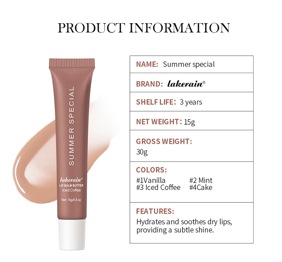 Moisturizing Lip Butter Balm 4 Counts/set Hydrating Lip Balm Plumping Lip Oil Lip Stick Glossy Lip Glaze Stick Plumping Lip Cosm