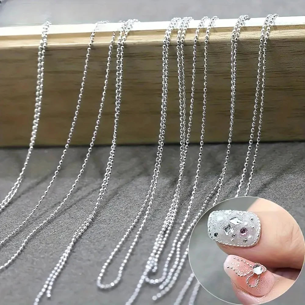 Micro Bead Chain Nail Art Decoration, Silver Gold 50cm Ball Chain for Stylish Manicures, Odorless Nail Accessory, for Hand Feet