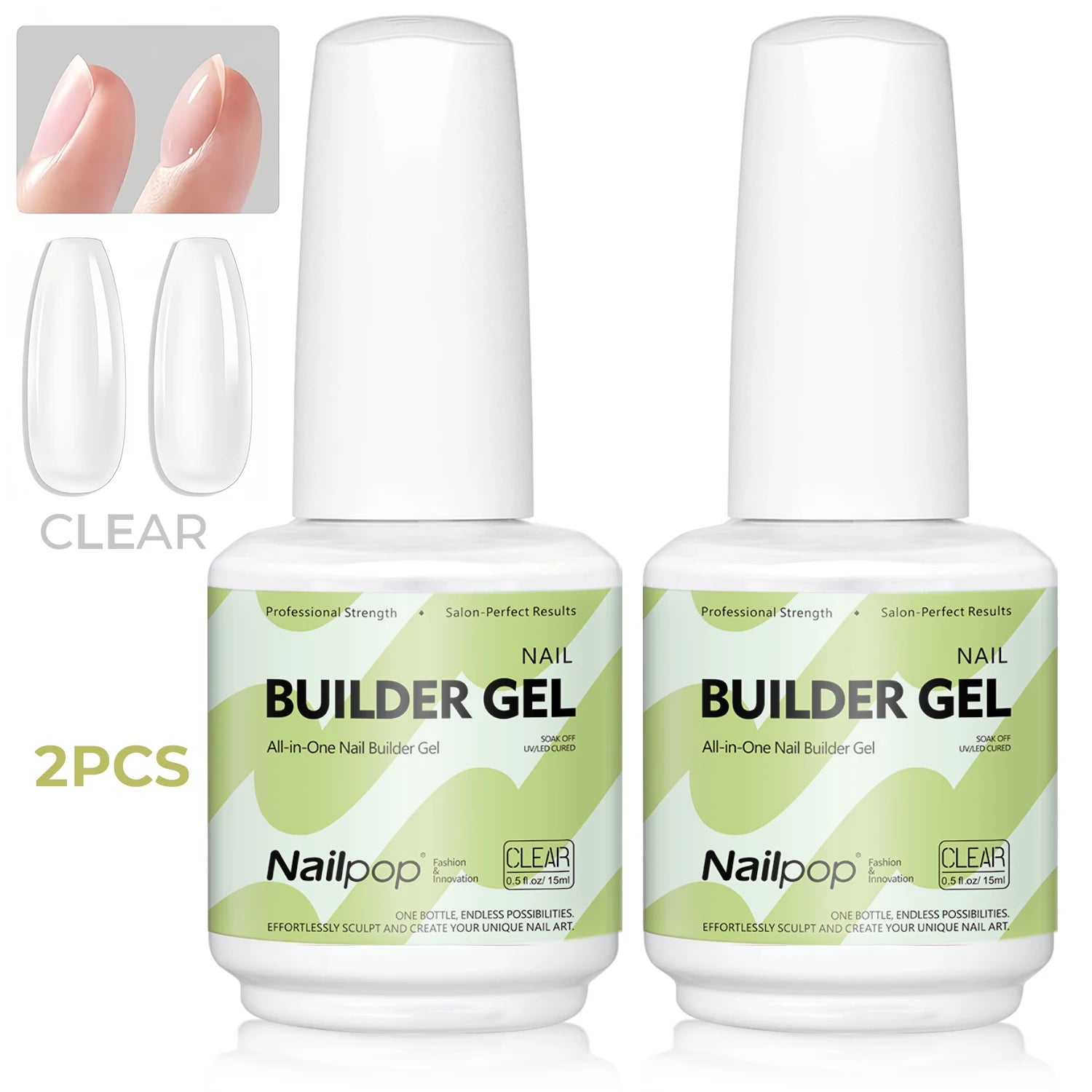 Nailpop 7 IN 1 Nail Glue Gel 15ml Gellack UV Nails Builder Gel Apex & Extension Soak off Base Gel Top Coat  HEMA FREE