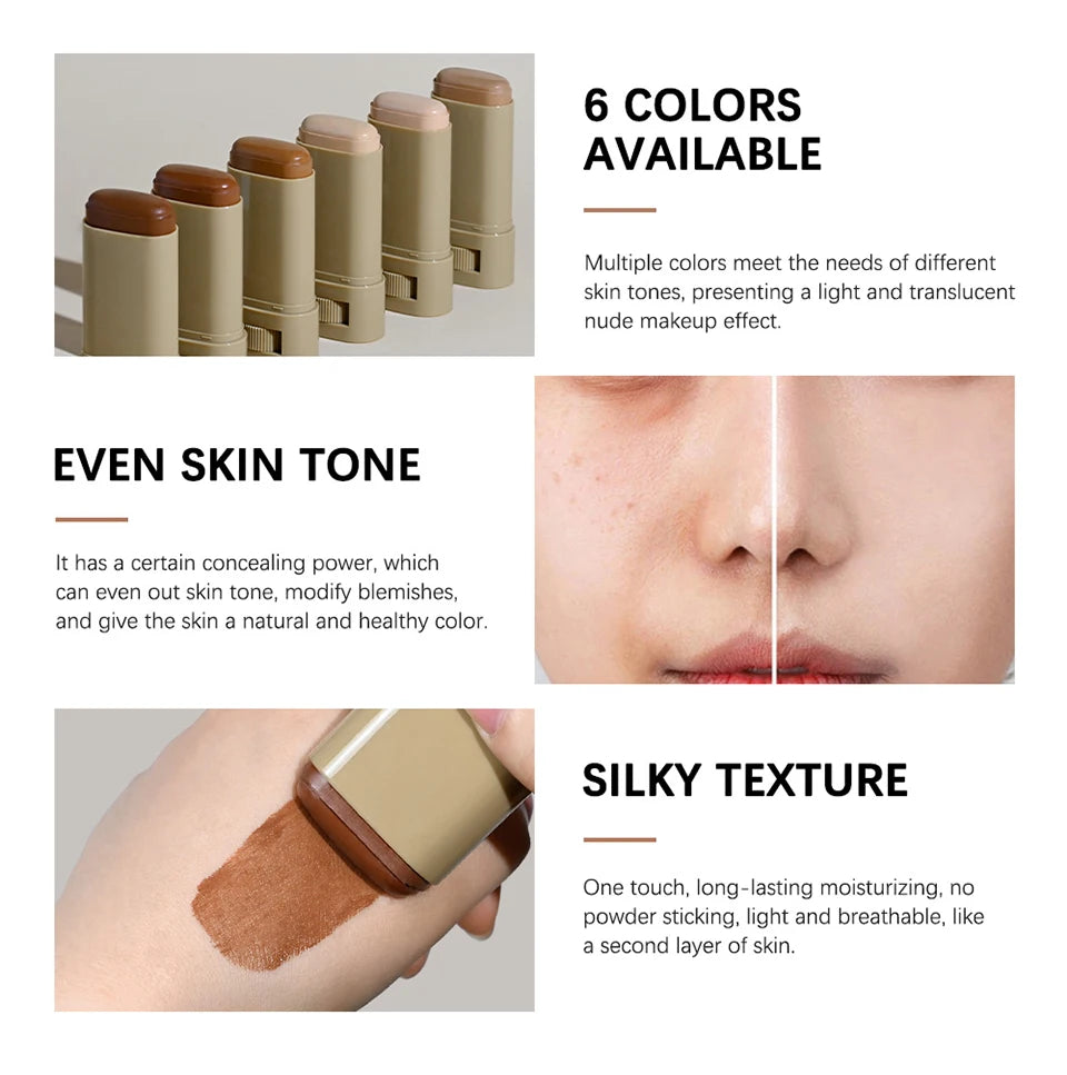 Tinted Moisturizer Balm Foundation Stick Lightweight Hydrating Sheer Coverage Natural Radiant Glow Portable Daily Face Makeup Cosmetic
