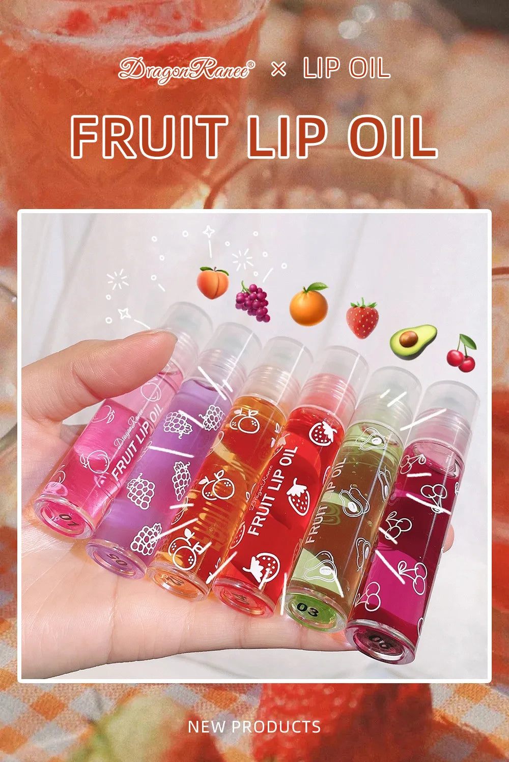 Roll-On Lip Oil Moisturizing Lip Balm Liquid Nourishing Lip Oil Colorless Transparent Fruit Lip Oil New Valentine's Day Gift Lip Balm