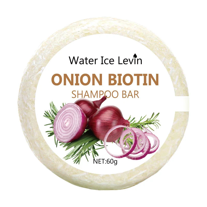 Onion & Biotin Shampoo Bar - 60g, Suitable for All Hair Types, Moisturizing and Smoothing, Rich in Rosemary Extract