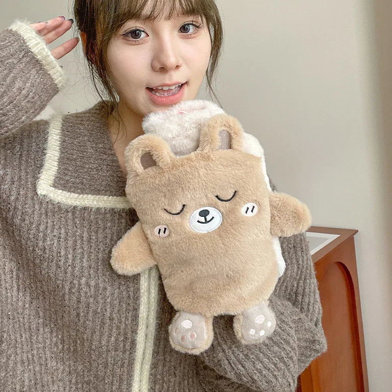 Plush Hot Water Bottle Kawaii Winter Warm Hot Water Bag for Period Pain Hand Warmer Girls Hand Feet Warm Water Heating Pad
