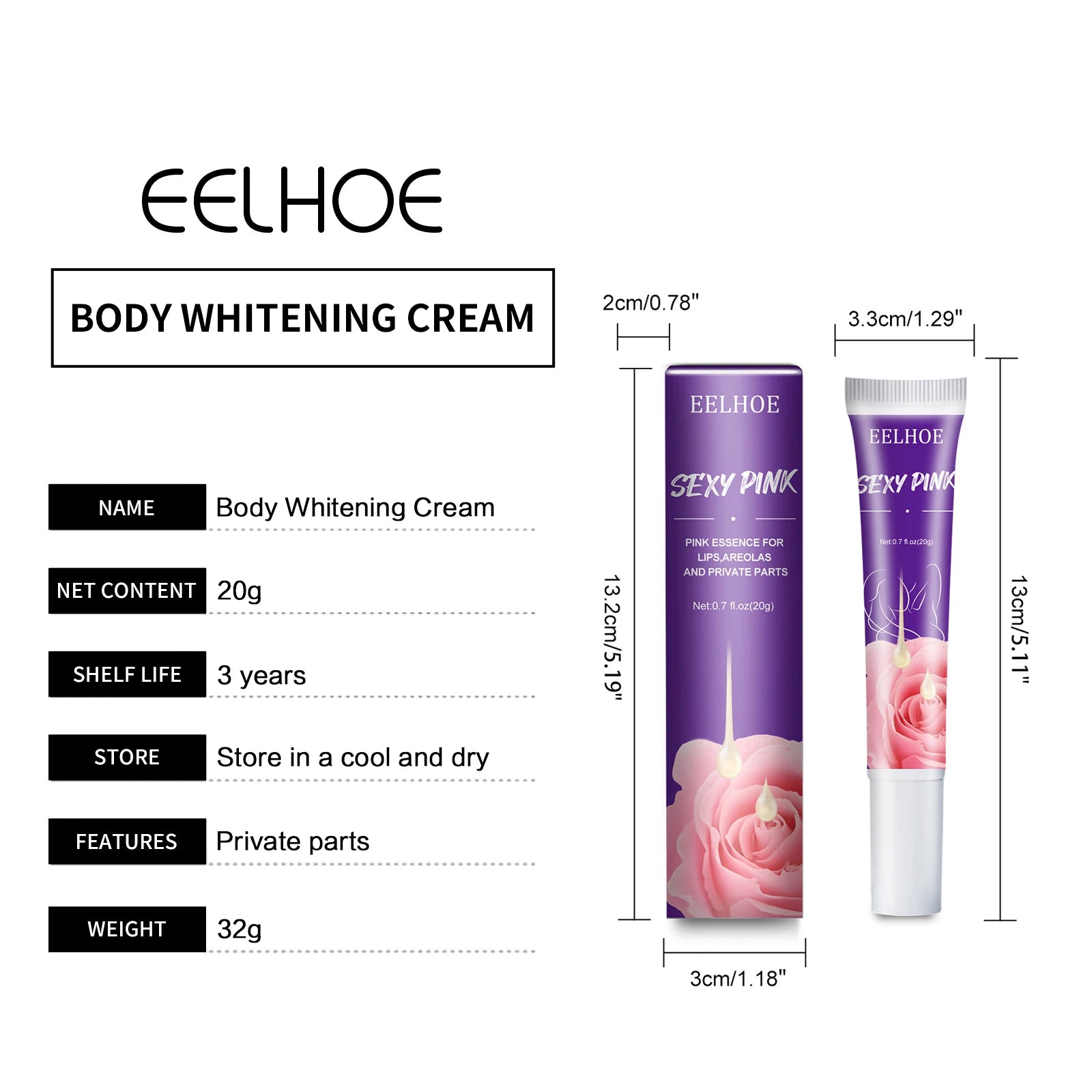 Body Whitening Cream Brightening Intimate Area Underarm Butt Inner Thigh Bleaching Remove Melanin Private Parts Whitening Cream