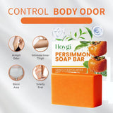 Persimmon Soap Bar for Body Odor Control, Handmade Persimmon Soap for Face and Body Wash, Gentle Smooth Deodorant Bath Soap 100g