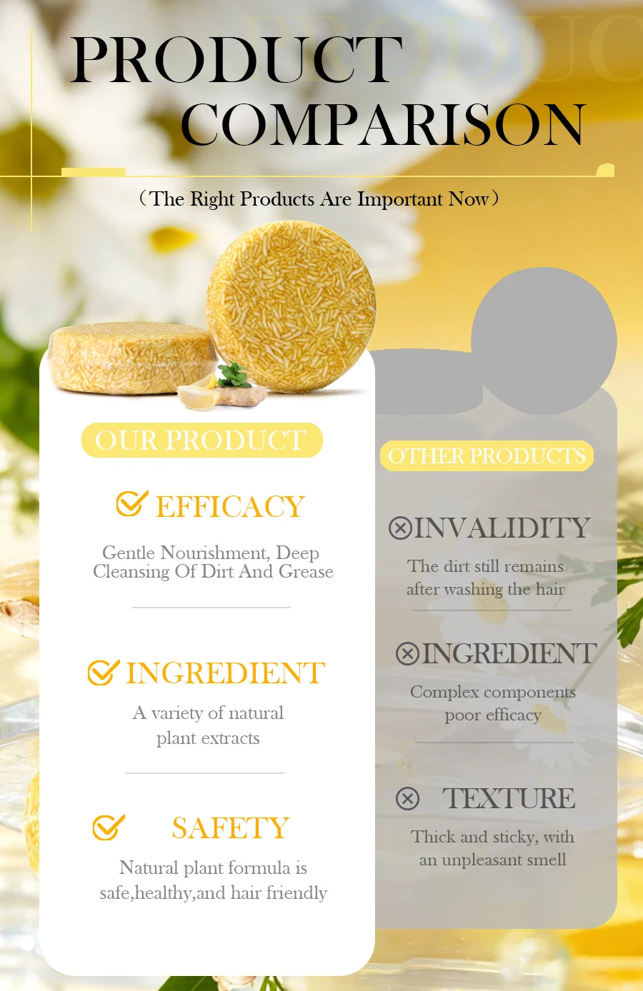 Shampoo Soap Ginger Solid Shampoo Bar Clean the Scalp Remove Oil Freshen and Wash Hair Ginger Extract