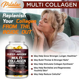 Multi Collagen Capsules - Collagen Skin Whitening & Anti-Aging - Vitamin C, Hyaluronic Acid, Gluten Free Supplement