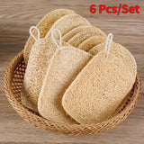 4-6Pcs Natural Loofah Exfoliating Sponges - Gentle Body Scrubber for Shower & Bath, Bamboo Fiber Cleaning Pads