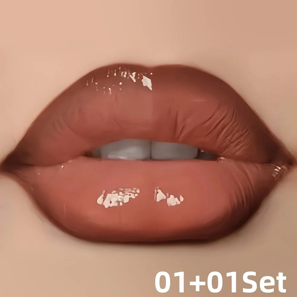 Hydrating Lip Gloss + Lip Liner Kit, 3D Precision Lip Contour, Plump Look, High Shine, Smudge-Resistant Wear
