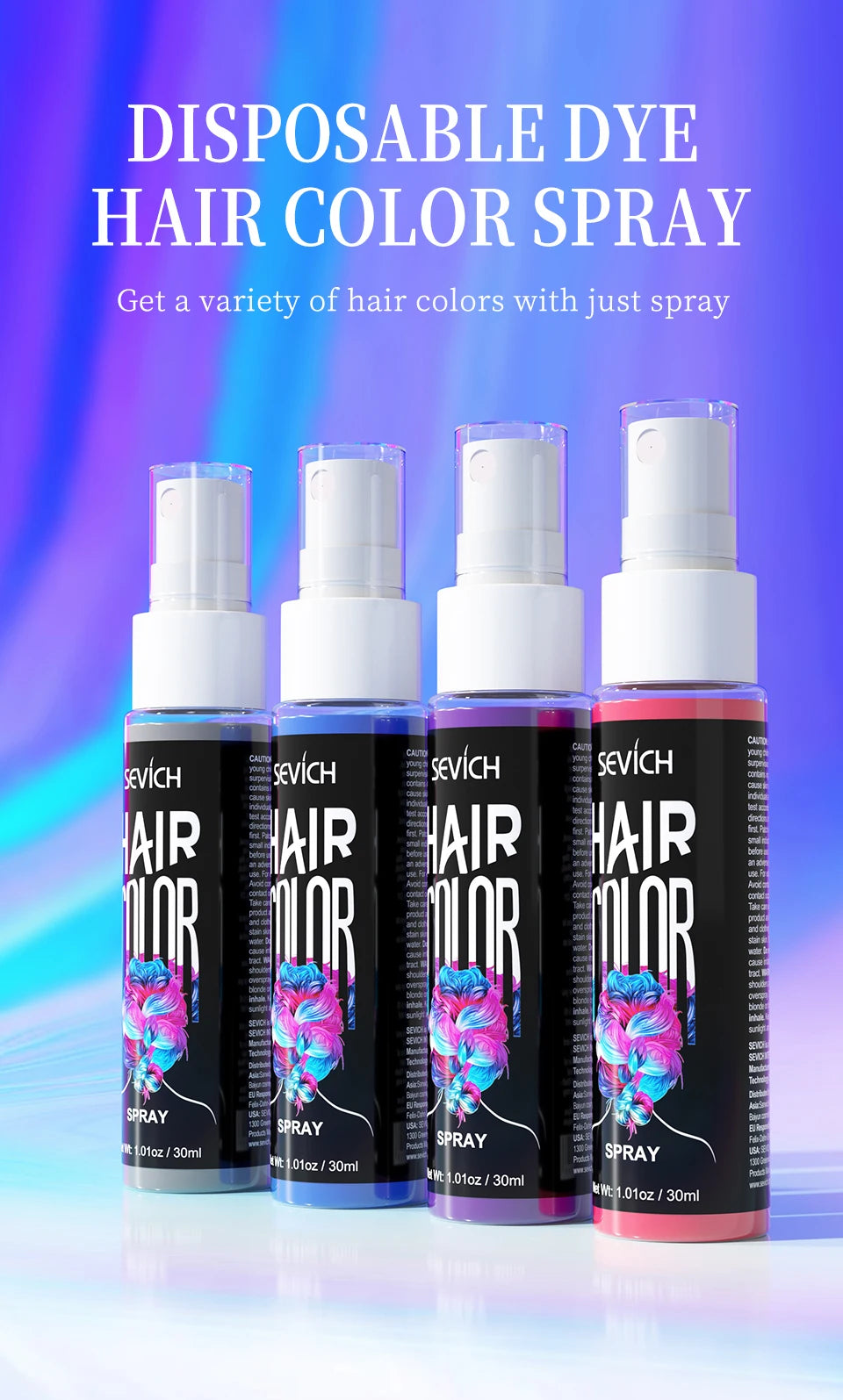 Temporary Hair Color Spray One-Time Hair Dyeing Instant Hair Salon Multi Color Hair Dye Makeup Chalk Washable DIY Party Styling