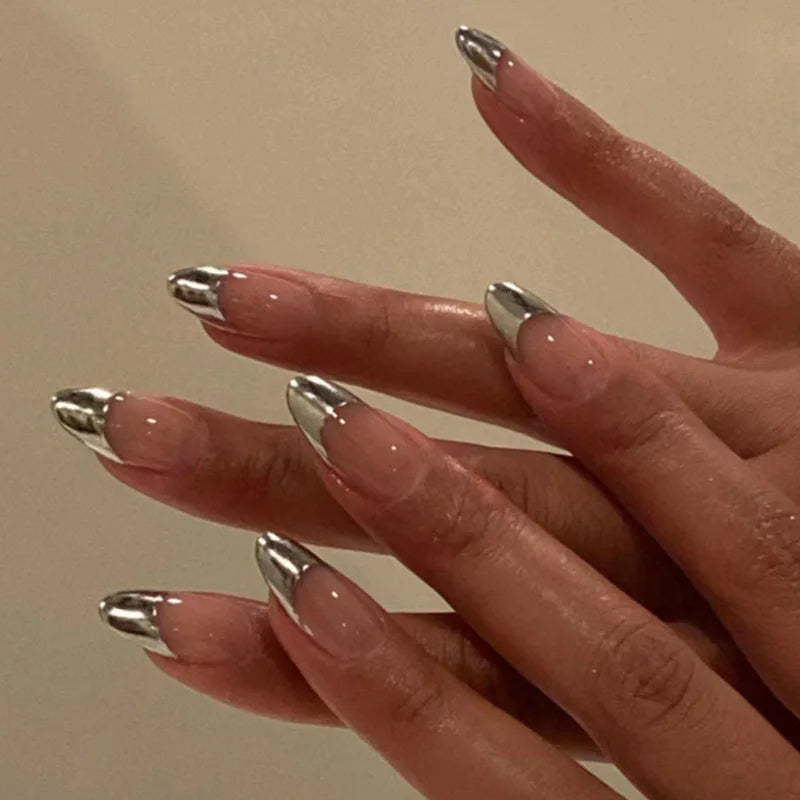 24Pcs Simple Wine Red Fake Nail with Mid-length Design Almond Press on False Nails Wearable Round Head Oval Full Cover Nail Tips