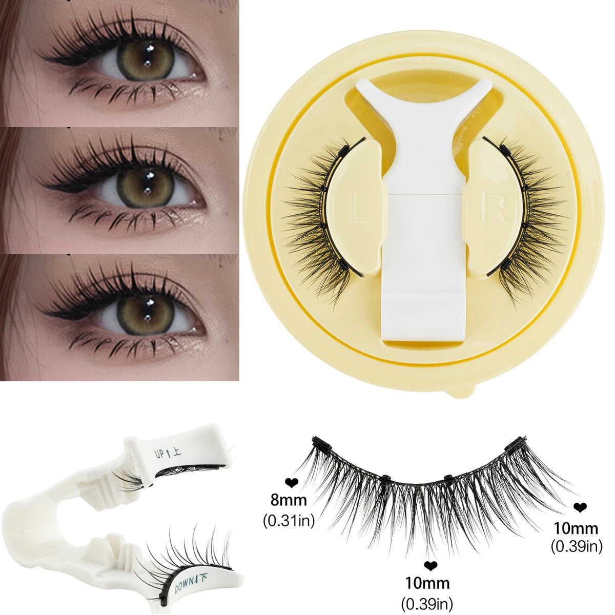 1/2 Pair Reusable Magnetic Eyelashes Tweezers Set Faux Mink Lashes Handmade 3D Natural False Eyelashes and Magnetic Tweezers Set