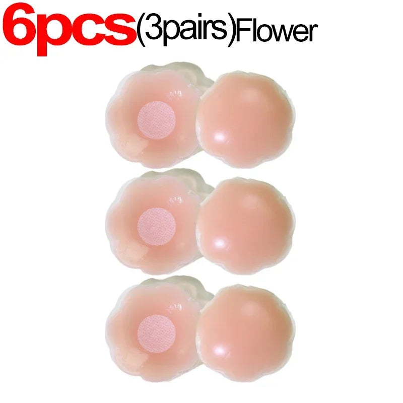 2/10pcs Invisible Nipple Cover Stickers Self-adhesive Chest Breast Petals Silicone Lift Up Paddings Reusable Women's Patch Bra