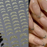 Adhesive stickers with European and American style cross snake black and white wave dot hot silver line letter nail stickers