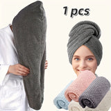 Solid Color Hair Towel Textured Dry Hair Cap 9.8' X 25.5' Absorbent Hair Towel Wrap for Button-Down Women