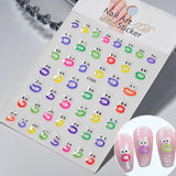 1PCS Summer Eyes 3D Jelly Nail Stickers Sausage Mouth Big Lips Smile Expression Design Self Adhesive Nail Art Stickers
