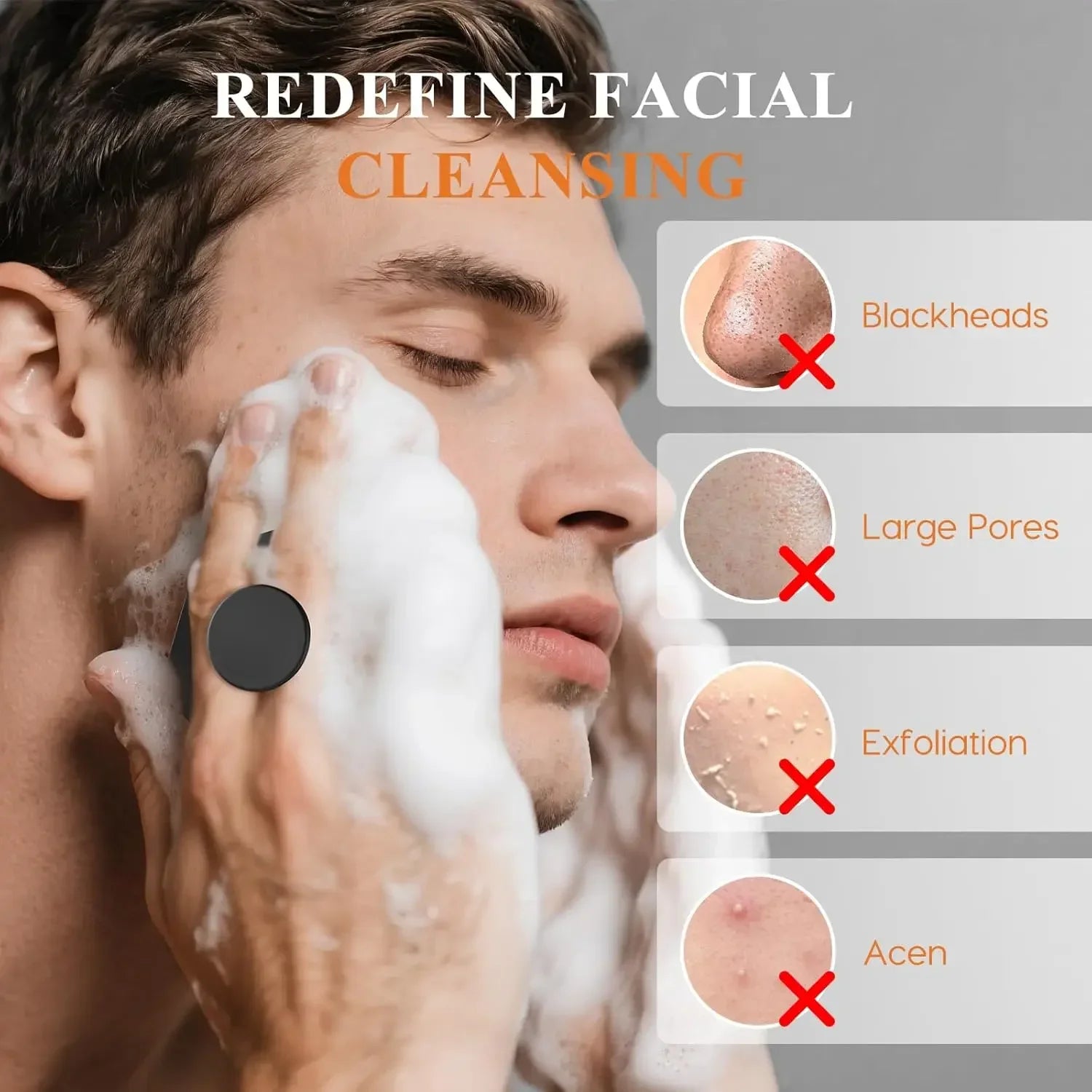 Exfoliating Silicone Brush Cleanser No Slip Handle Body Scrubber Cleans and Massages Skin Bathroom Accessories Bath Brush